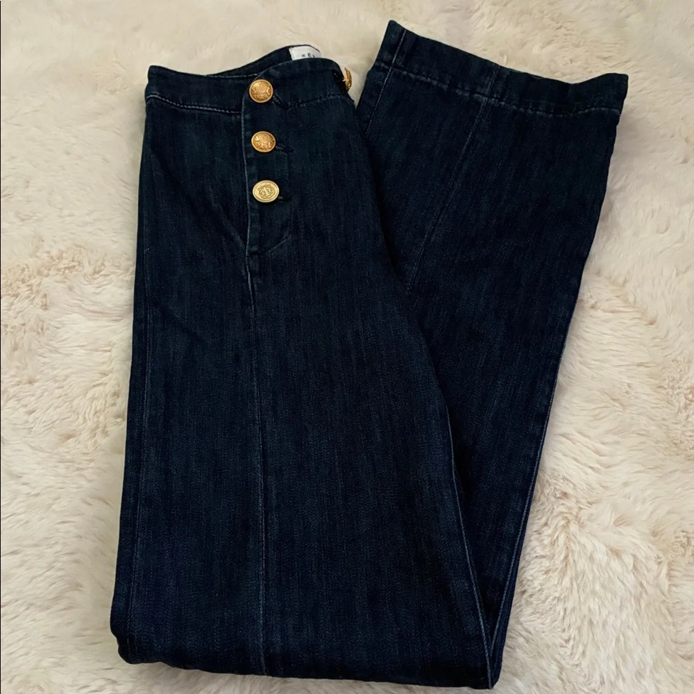 Sezane PARISIEN Denim sailor denim Size 36 EU / 4 US *button replaced* see pics - Picture 8 of 10